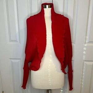 Heydari wearable Art Red Pleated Shell Cocoon Top Jacket Sz OS